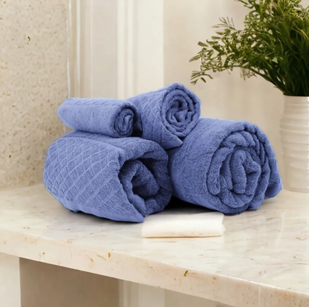 TOALLA DE CARA 30X50 CM 100% ALGODON PACK DE 2 COLOR AZUL LISO - 3