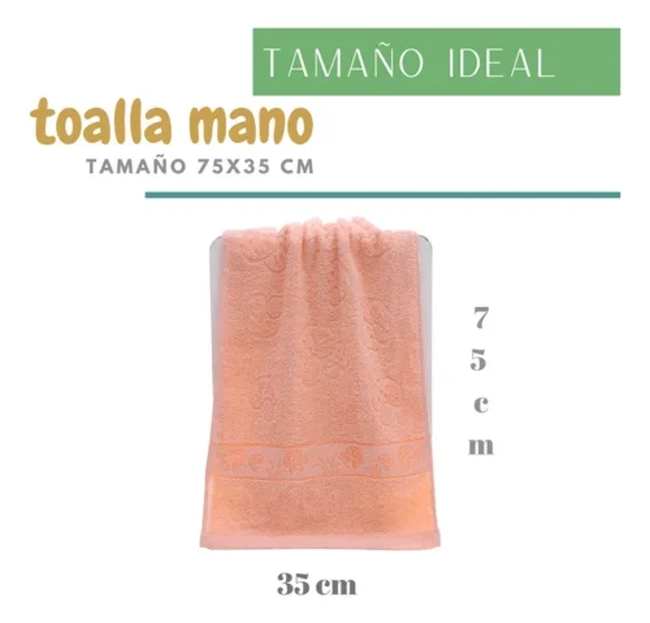 PACK 6 TOALLAS DE MANO ALGODON BAÑO CARA COCINA GYM 35X75 CM - 2