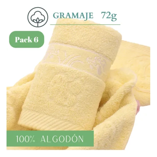 PACK 6 TOALLAS DE MANO ALGODON BAÑO CARA COCINA GYM 35X75 CM - 7