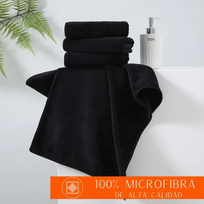 PACK 6 TOALLAS NEGRAS PELUQUERIA HOTEL BARBERIA SPA GYM 50X100 CM - 2