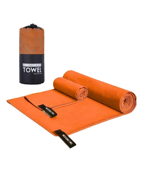 TOALLA DE BAÑO VIAJE MICROFIBRA SECADO RAPIDO 2 UNIDADES COLOR NARANJA - 1