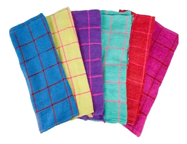 SET 12 PAÑOS DE COCINA TOALLAS CUADRO - 2