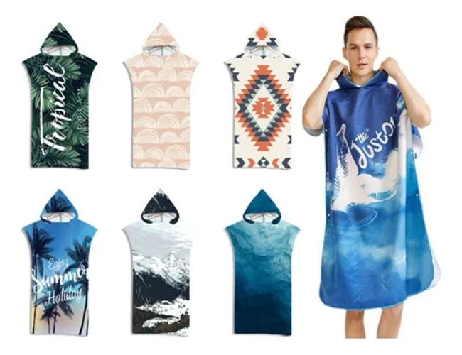 PACK 3 SURF PONCHO CAMBIADOR TOALLA CAPUCHA HOMBRE DISEÑOS - 3