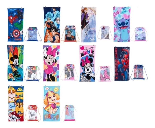 TOALLA DE PLAYA INFANTIL CON MORRAL 70X140 CM VARIOS DISEÑOS - 3