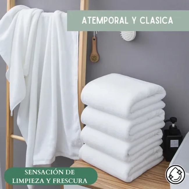 TOALLA BLANCA DE BAÑO HOTEL SPA ALGODON 70X140 500 G - 2