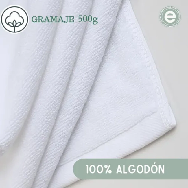 TOALLA BLANCA DE BAÑO HOTEL SPA ALGODON 70X140 500 G - 3