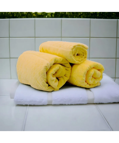 TOALLA DE CUERPO 70X130 CM 100% ALGODON COLOR AMARILLO LISO - 2