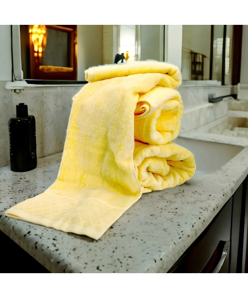 TOALLA DE CUERPO 70X130 CM 100% ALGODON COLOR AMARILLO LISO - 3