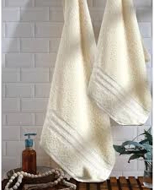 TOALLA DE BAÑO + MANO ALGODON BY CANNON 350G COLOR CREMA LISO - 1