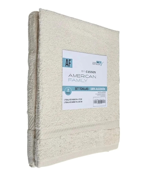 TOALLA DE BAÑO + MANO ALGODON BY CANNON 350G COLOR CREMA LISO - 3