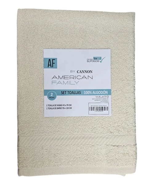 TOALLA DE BAÑO + MANO ALGODON BY CANNON 350G COLOR CREMA LISO - 4