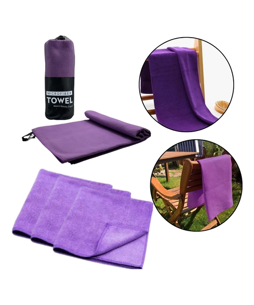 PACK 3 TOALLAS MICROFIBRA CON BOLSA GYM VIAJE SECADO RAPIDO - 3