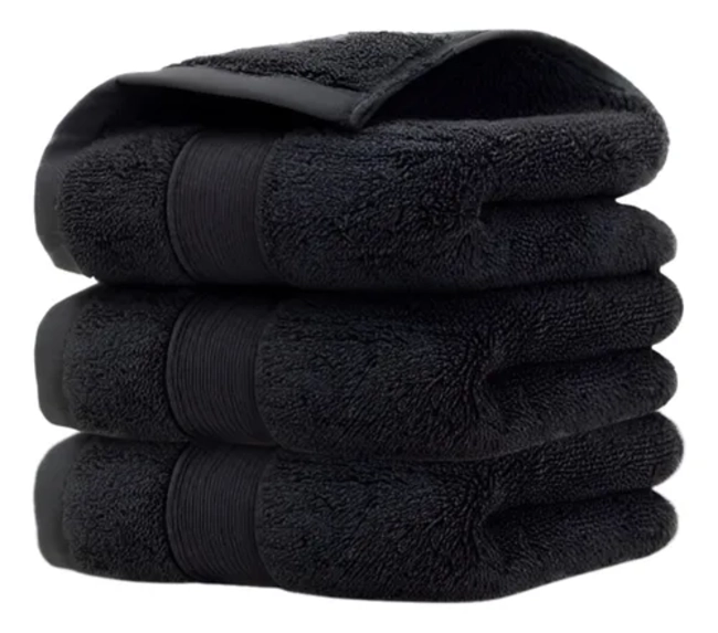 PACK 3 TOALLAS ALGODON NEGRAS PELUQUERIA BARBERIA HOTEL 50X100 CM - 1
