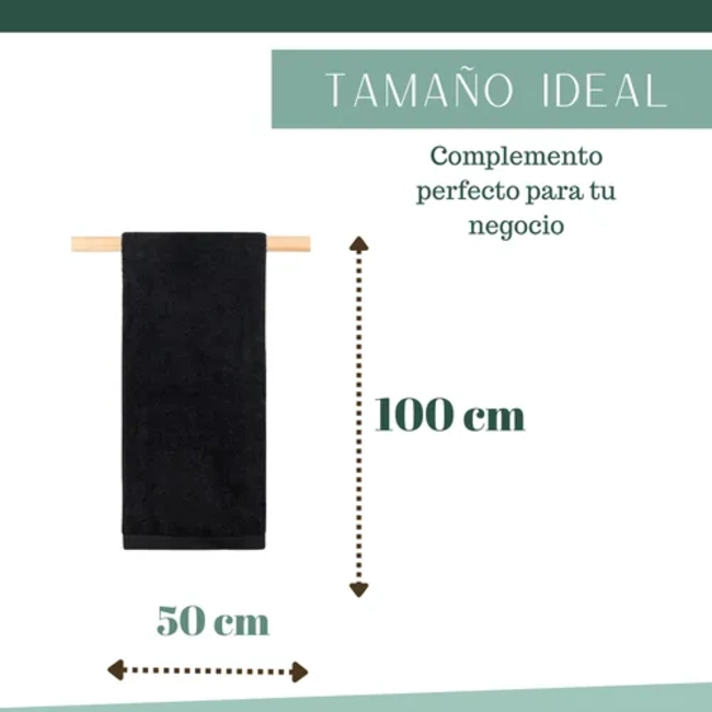 PACK 3 TOALLAS ALGODON NEGRAS PELUQUERIA BARBERIA HOTEL 50X100 CM - 3