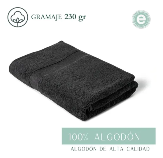 PACK 3 TOALLAS ALGODON NEGRAS PELUQUERIA BARBERIA HOTEL 50X100 CM - 7