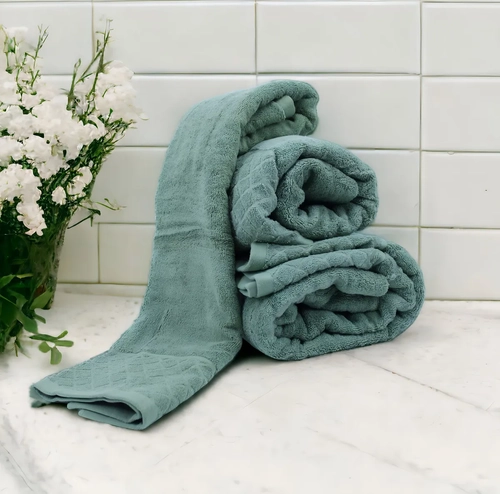 TOALLA EXTRA GRANDE 100X140 CM 100% ALGODON COLOR VERDE LISO - 3