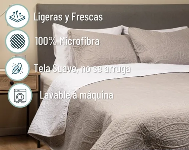 CUBRECAMA QUILT REVERSIBLE 2 PLAZAS 240X260 - 4