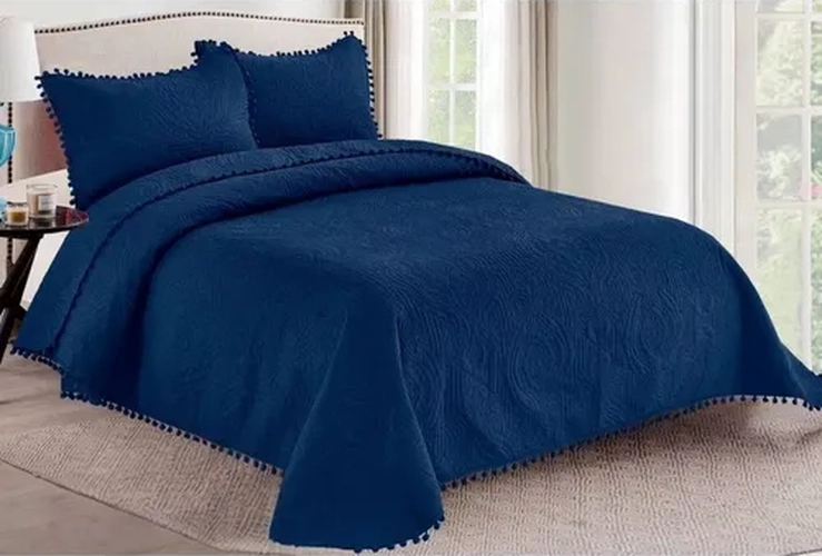 CUBRECAMA QUILT VERANO 2 PLAZAS POMPONES - 2