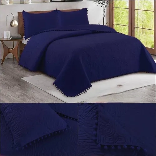CUBRECAMA QUILT VERANO 2 PLAZAS POMPONES - 3