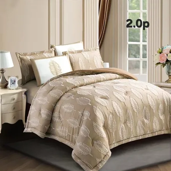 CUBRECAMA QUILT VERANO 2 PLAZAS HOJAS DISEÑO - 3