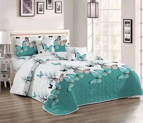 QUILT VERANO BLANCO MARIPOSAS VERDES KING/SUPER KING - 1