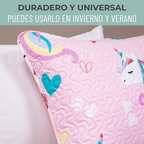 CUBRECAMA QUILT NIÑA 1.5 PLAZA UNICORNIO - 3
