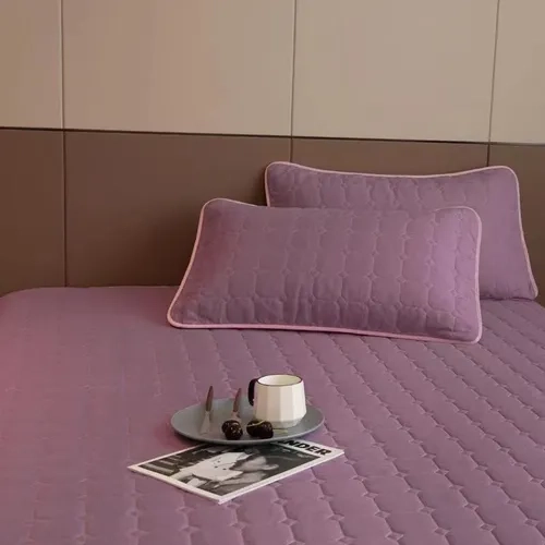 CUBRECAMA QUILT 2 PLAZAS BICOLOR LILA ROSA - 2