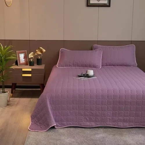 CUBRECAMA QUILT 2 PLAZAS BICOLOR LILA ROSA - 3