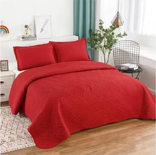 CUBRECAMA QUILT VERANO KING COLOR ROJO - 1