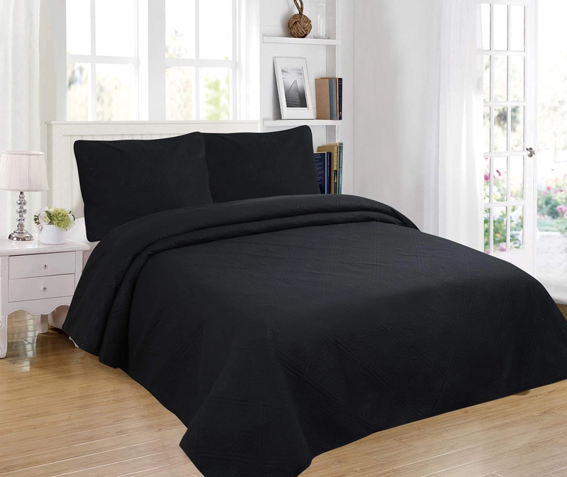 CUBRECAMA QUILT VERANO KING COLOR NEGRO - 1