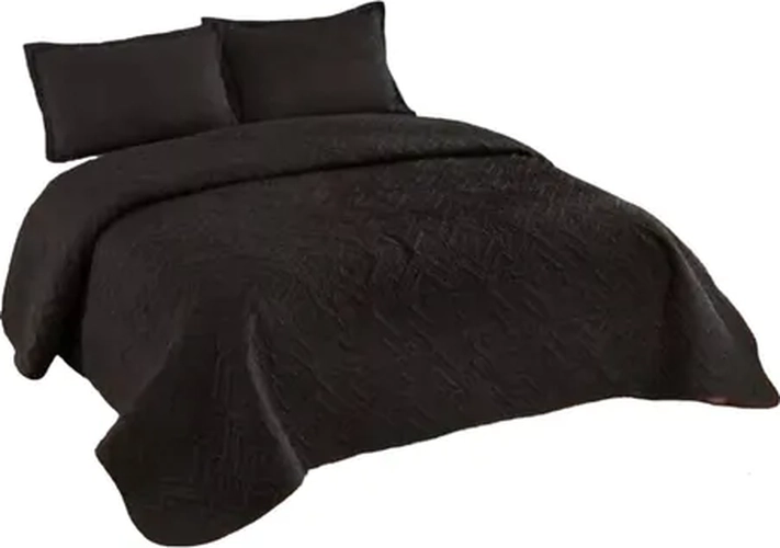 CUBRECAMA QUILT VERANO KING COLOR NEGRO - 3