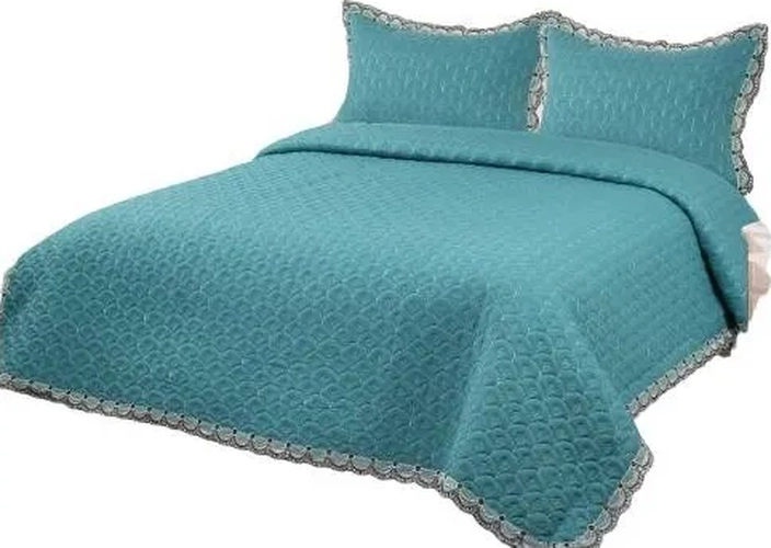 CUBRECAMA VERANO QUILT ALGODON BORDADO 2 PLAZAS - 2