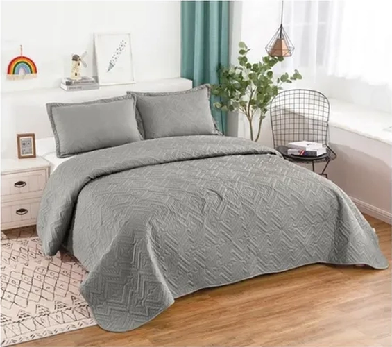 CUBRECAMA QUILT VERANO 2 PLAZAS COLOR GRIS - 3