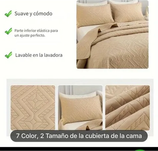 CUBRECAMA VERANO QUILT SOLIDO 2 PLAZAS - 4