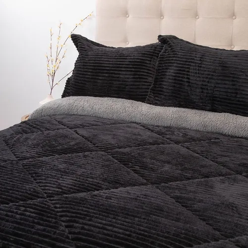 CUBRECAMA DORAL 1.5 PLAZA SHERPA COLOR NEGRO - 1