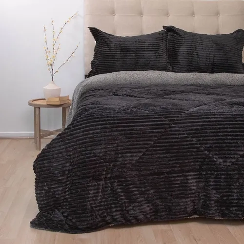 CUBRECAMA DORAL 1.5 PLAZA SHERPA COLOR NEGRO - 2