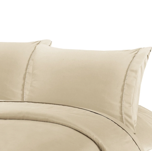 PACK 2 JUEGOS SABANAS 1 PLAZA 90X190 HOMEY BEIGE LISO - 1