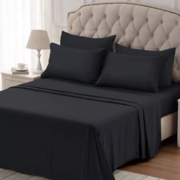 JUEGO SABANAS UNICOLOR 1.5 PLAZA COLOR NEGRO - 4