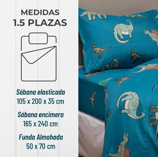 SABANAS INFANTIL CASATUA 1.5 PLAZA COLOR AZUL - 2