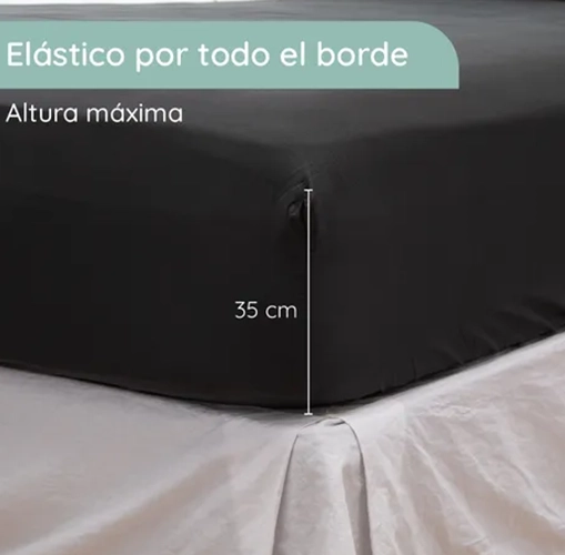 SABANAS CASATUA HOTEL FUNDA ALMOHADA 1.5 PLAZA COLOR NEGRO - 4