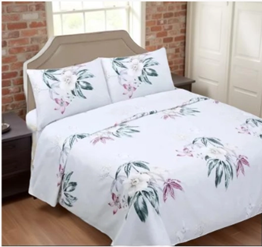 JUEGO SABANA 1.5 PLAZA ESTAMPADO FLORES COLOR BLANCO - 1