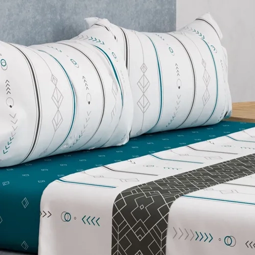 SET SABANAS PREMIUM COMPOSE 1.5 PLAZA DORAL COLOR GEOMETRIC - 2