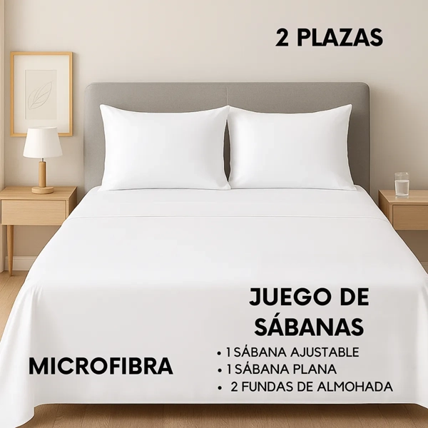 SABANAS HOTEL IRISH HOME MICROFIBRA 2 PLAZAS COLOR BLANCO - 1