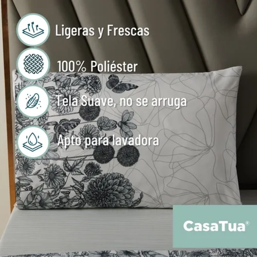 JUEGO SABANAS CASATUA 2 PLAZAS GRIS LISO - 4