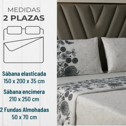 JUEGO SABANAS CASATUA 2 PLAZAS GRIS LISO - 5