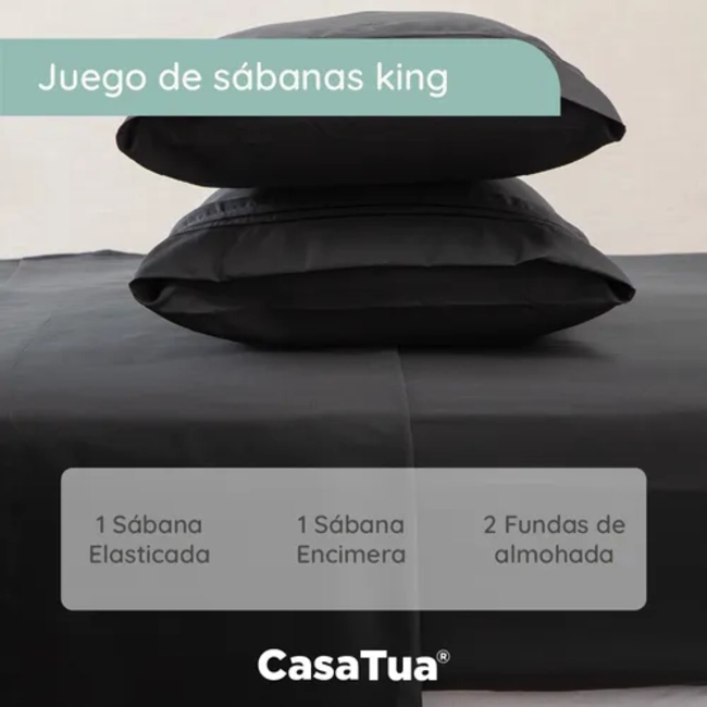 SABANA 1800 HOTEL ULTRA SUAVE FUNDA BORDADA KING COLOR NEGRO - 2
