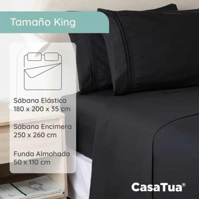SABANA 1800 HOTEL ULTRA SUAVE FUNDA BORDADA KING COLOR NEGRO - 4
