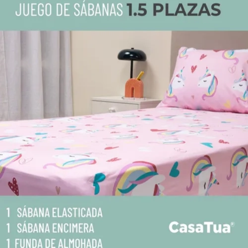 SABANAS NIÑA 1.5 PLAZA + FUNDA CASATUA UNICORNIO - 2