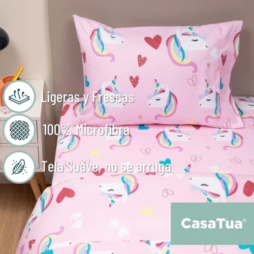 SABANAS NIÑA 1.5 PLAZA + FUNDA CASATUA UNICORNIO - 3