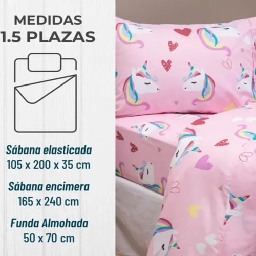 SABANAS NIÑA 1.5 PLAZA + FUNDA CASATUA UNICORNIO - 5